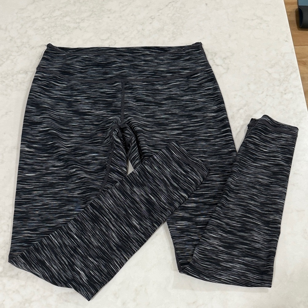Zella Charcoal and Light Gray Striped Leggings